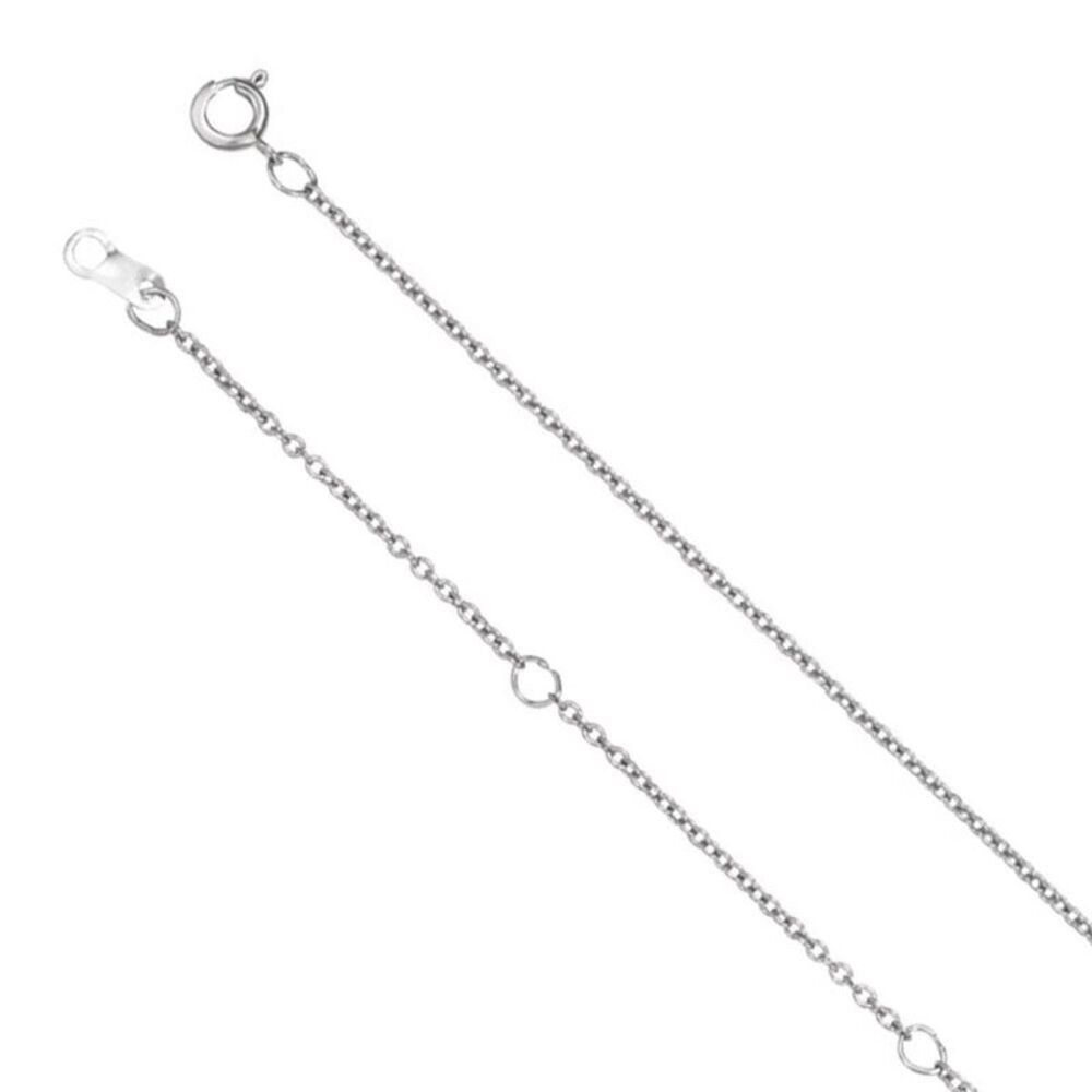 10k White Gold 1mm Solid Cable Chain Necklace, 16-18 Inch